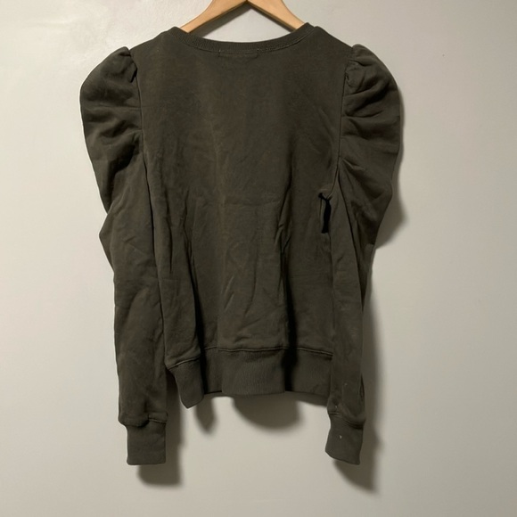Rebecca Minkoff Janine Olive Green Puff Sleeve Sweatshirt - Picture 7 of 7